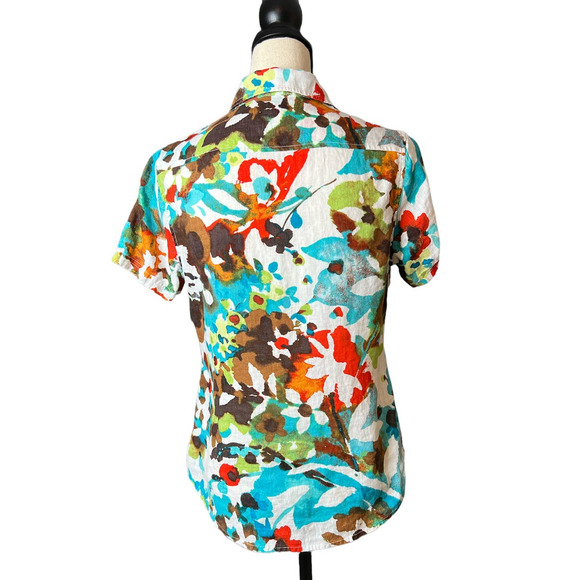Tommy Bahama Women's Linen Shirt in Multicolored Floral Print Size Small - Picture 3 of 5